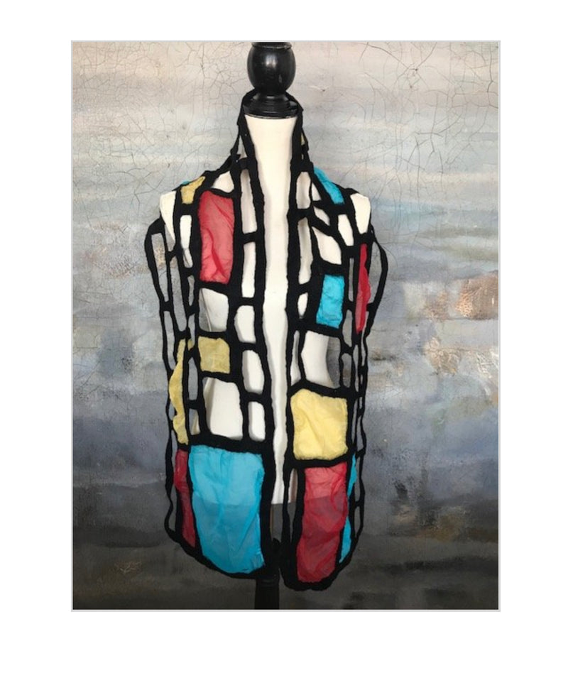 POMEGRANATE MOON WARM Mondrian Inspired Scarf