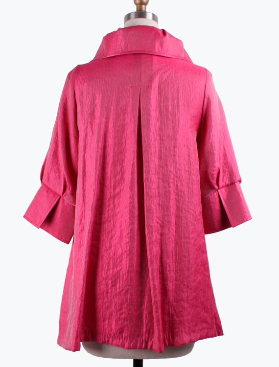 DAMEE NYC FUSCHIA LONG SWING JACKET WITH POCKETS 200