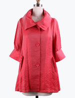 DAMEE NYC RED LONG SWING JACKET WITH POCKETS 200