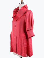 DAMEE NYC RED LONG SWING JACKET WITH POCKETS 200