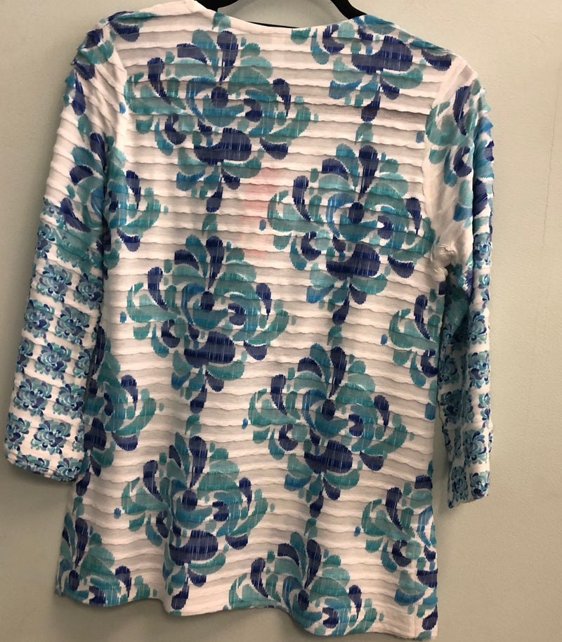 Whimsey Rose top White/Blue/turq