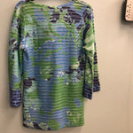 Whimsey Rose top lime green/blue