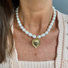 Karine Sultan Water pearl necklace with heart pendant N72702 Gold