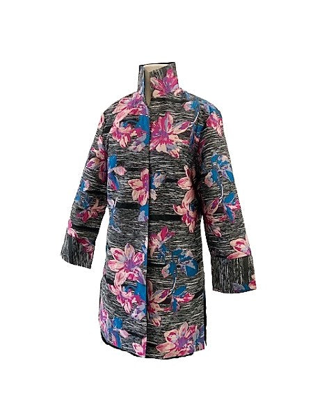 Grace Chuang Jacket JA 1417-2887 Long fuchsia flower applique