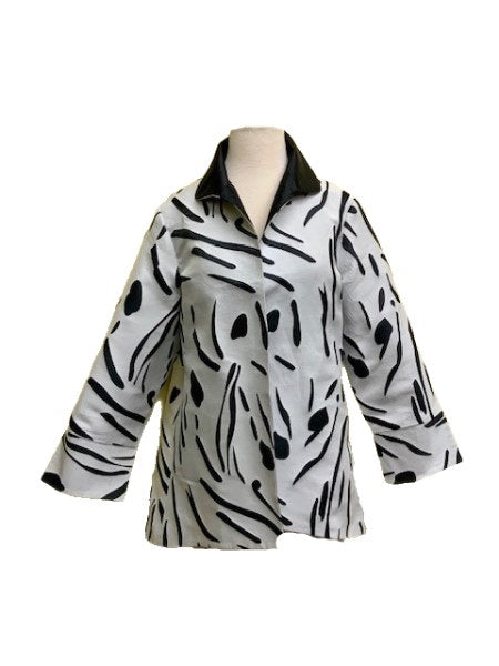 Grace Chuang Jacket JA 2174-2658 High & low brush stroke print