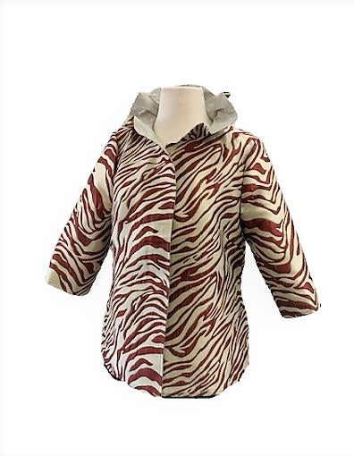 Grace Chuang Jacket JA 2306-2881 Ruffle collar animal print