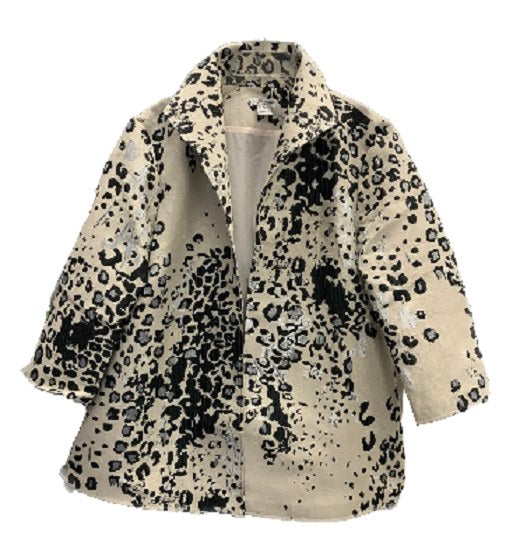 Grace Chuang Jacket JA 2273-2596 Leopard print black swing jacket