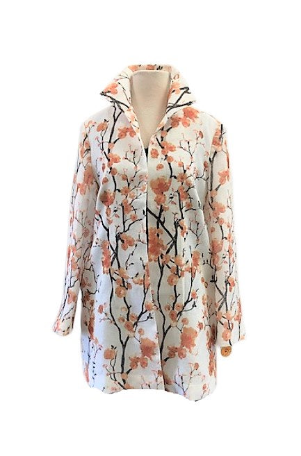 Grace Chuang Jacket JB 1517 Cherry blossom print, Blue, Orange