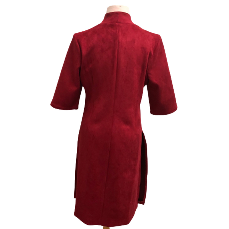 Jayley Suede Long Coat Red