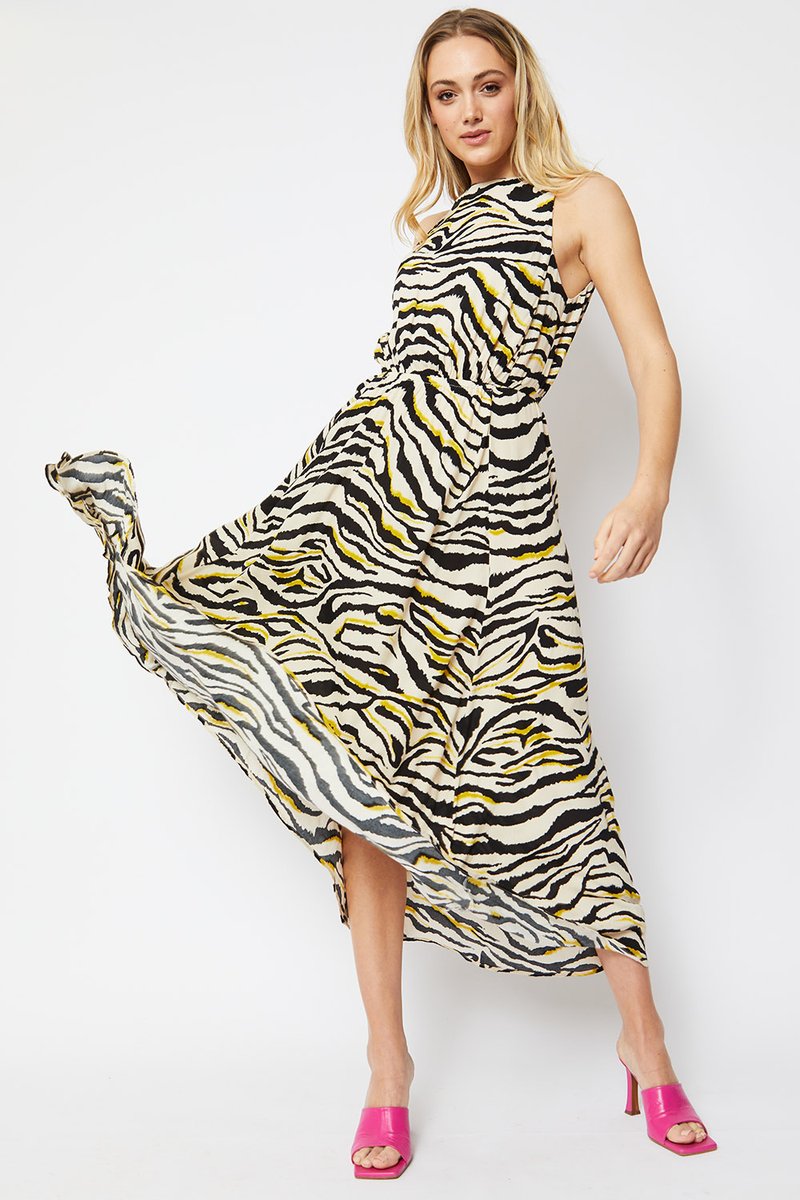 Jayley LBDZ195A-02 - Linen Blend Zebra Print Dress