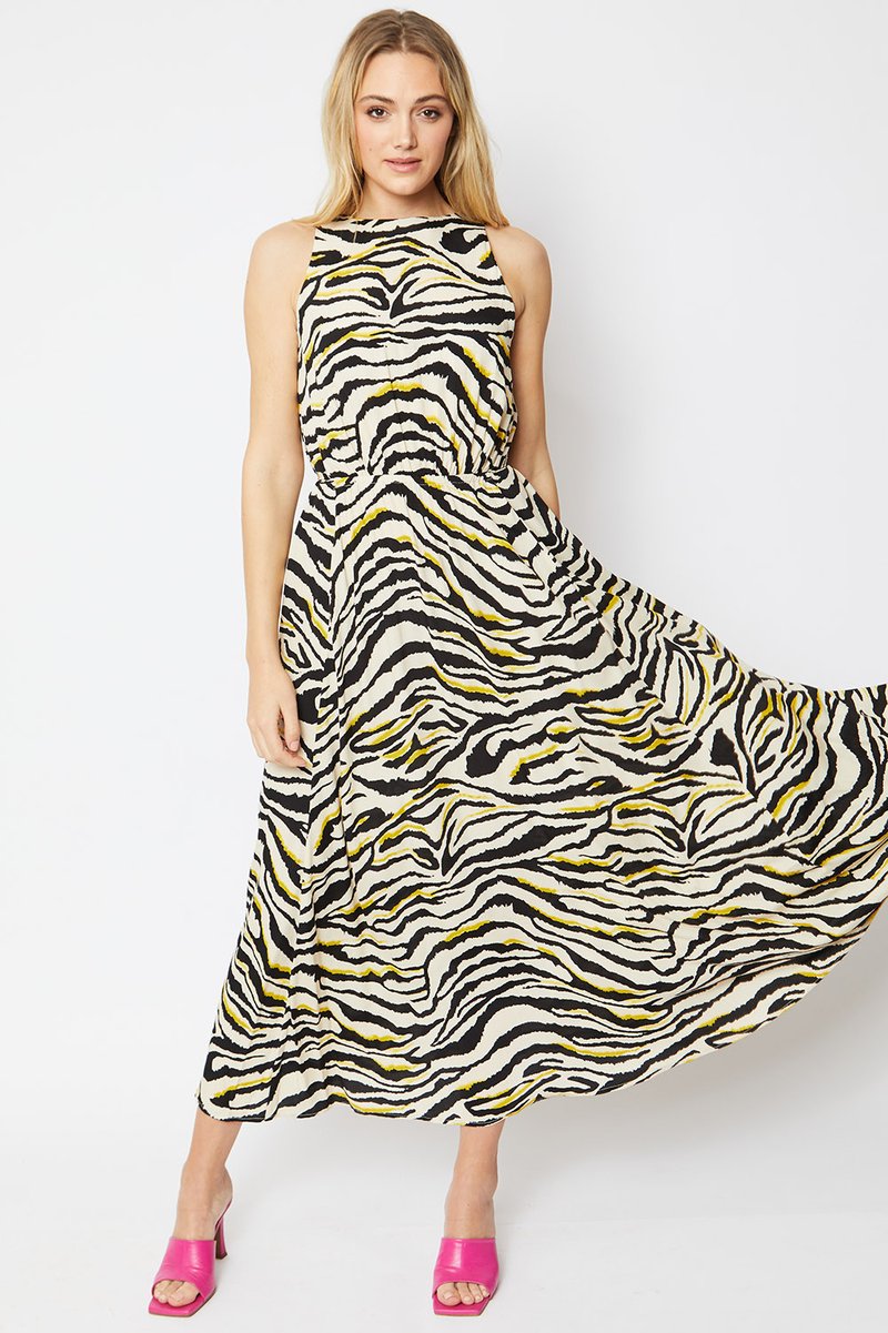 Jayley LBDZ195A-02 - Linen Blend Zebra Print Dress