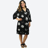 V neck Mini Moon Pattern Dress