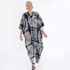 Sylca Paint-stroke Shibori turbulence Sky Caftan in Black and Tan MA21D04