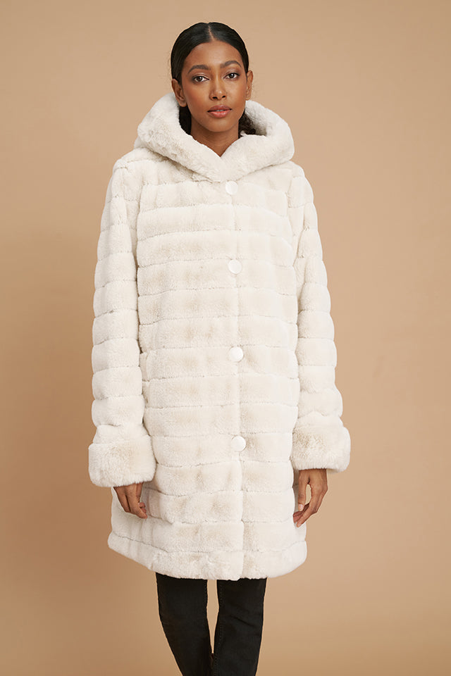 Nikki Jones Reversible faux fur Lola coat K4129RI-335 Cream Crinkle