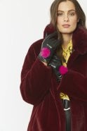 Lambs Leather Gloves Faux Fur Pom Pom Product Code: GLVMF10A