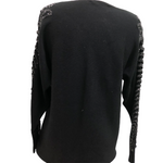 Passioni Sweater Black with sequin embroidery along the sleeves