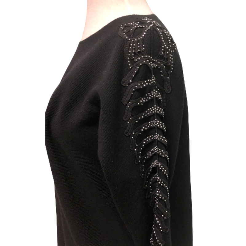 Passioni Sweater Black with sequin embroidery along the sleeves