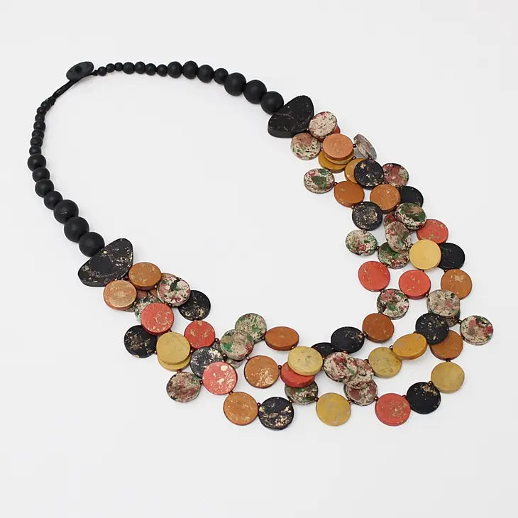 Sylca Triple Strand Multi Color Talia Necklace TG22N06 ORANGE