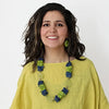 Sylca Lime Green Leather Valencia Necklace LS23N23 LIME