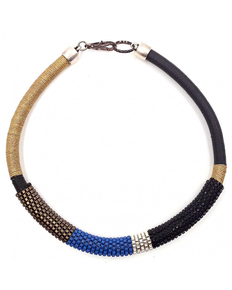 CHRISTINA BRAMPTI CERAMIC CHAIN WAXED CORD NECKLACE CB-1671D