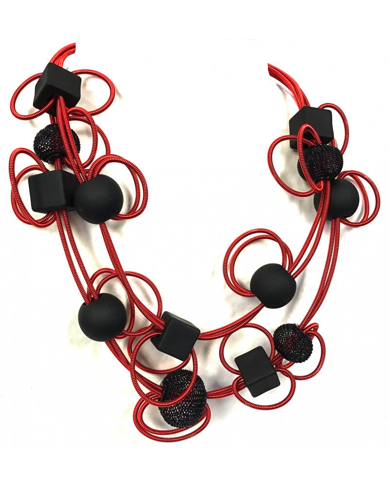 SANDRINE GIROUD FRIDA 2 BLACK RED NECKLACE