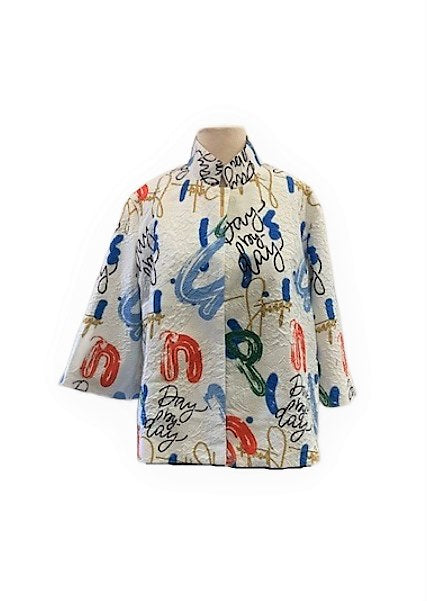 Grace Chuang Jacket JB 1593 Short crinkle graffiti print