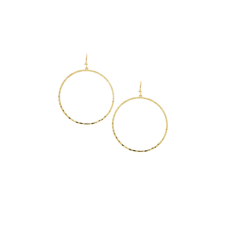 Marlyn Schiff Hammered Metal Drop Hoop Earring