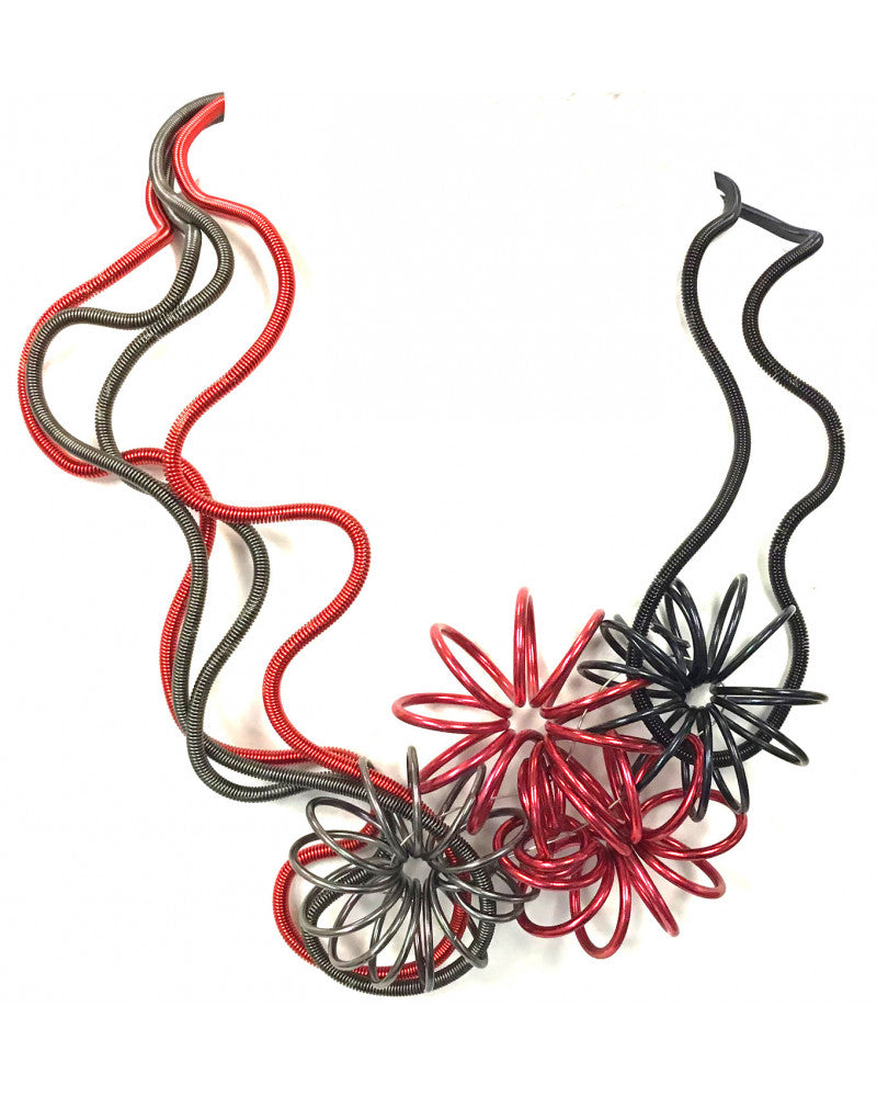 SANDRINE GIROUD NECKLACE SGP BOUQUET RED/GREY